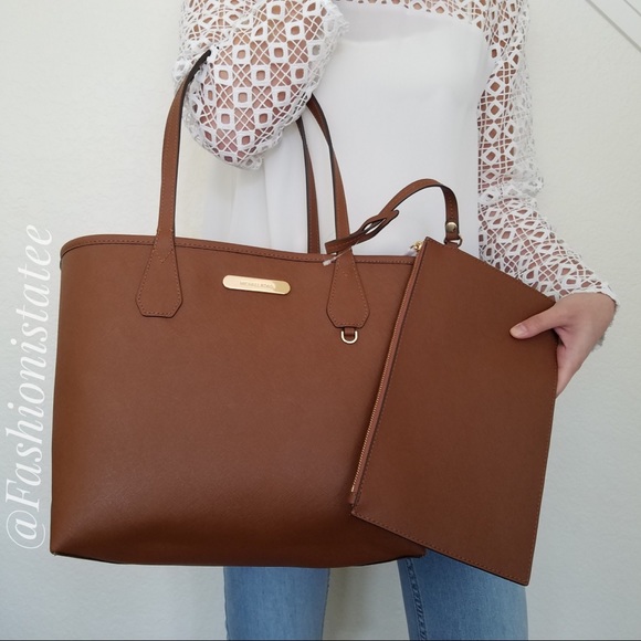 NWT MICHAEL KORS CANDY LARGE REVERSIBLE TOTE BROWN - Picture 2 of 6